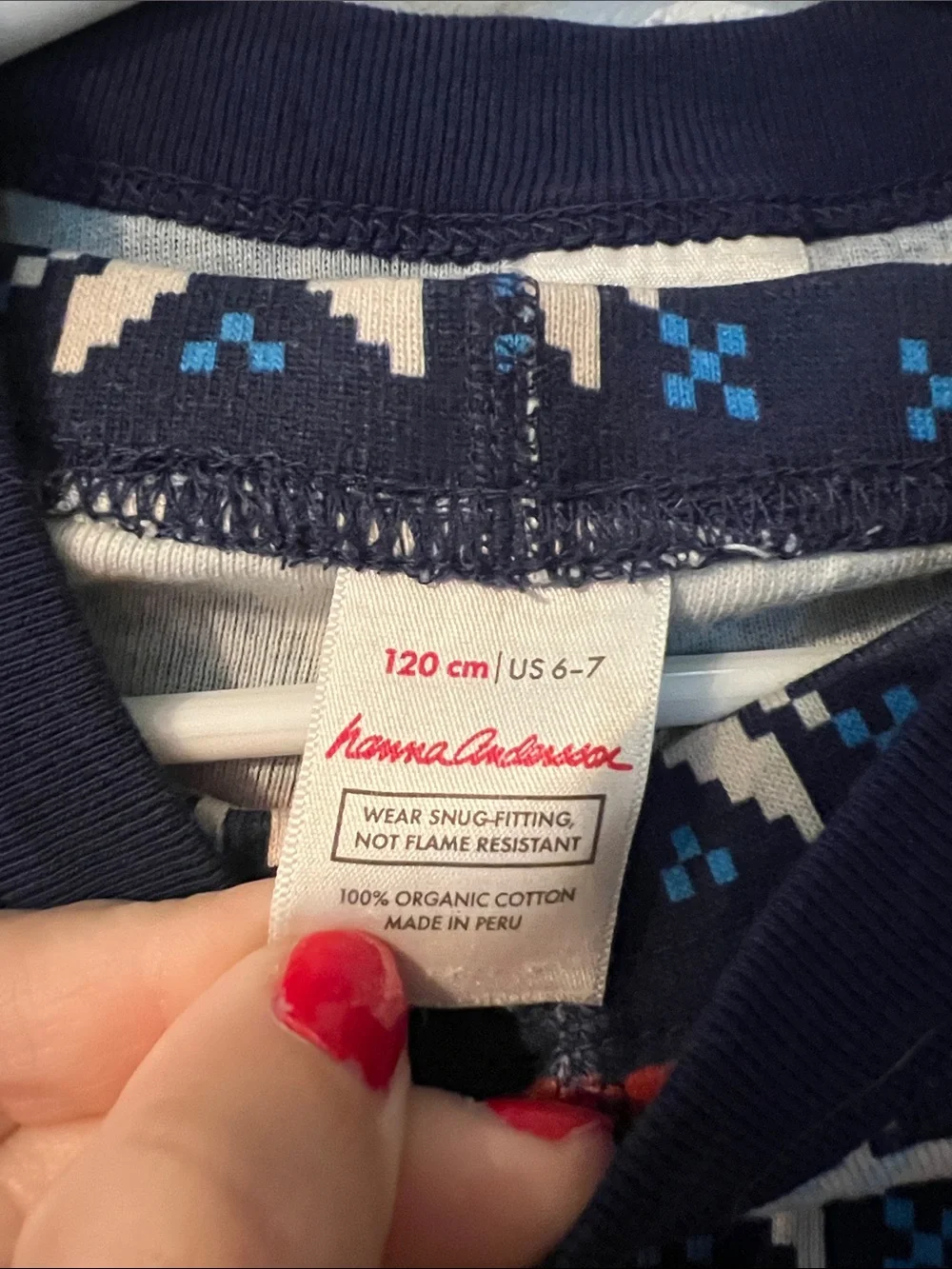 Hanna Andersson Kids Navy Fair Isle Pajama Set Small (6/7)